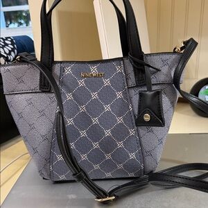 Nine West small Crossbody. Beautiful blue logo pattern. 7 X 7”. So cute